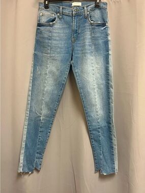 Zara Women Premium Denim Collection Two-Tone Light Blue High-rise Jeans